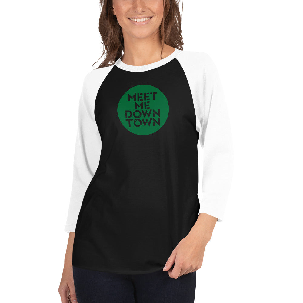"Meet Me Downtown" Green Unisex 3/4 Sleeve Raglan Shirt