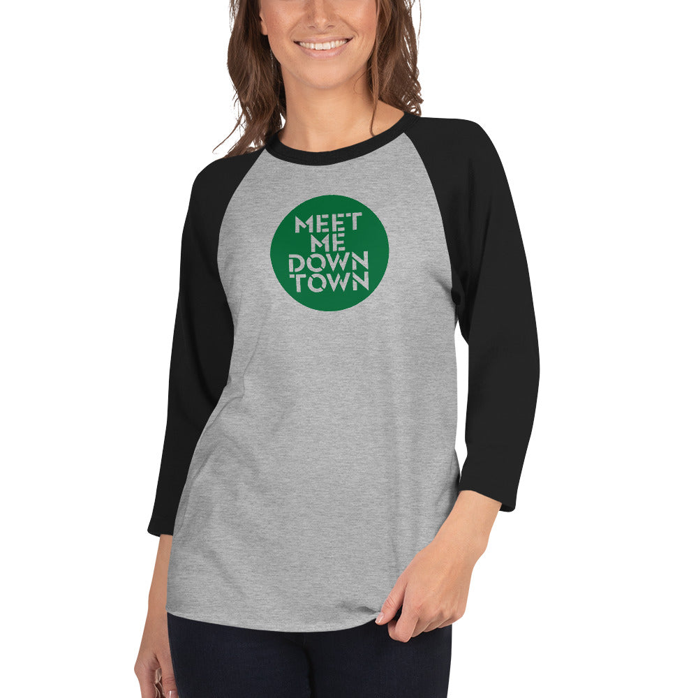 "Meet Me Downtown" Green Unisex 3/4 Sleeve Raglan Shirt