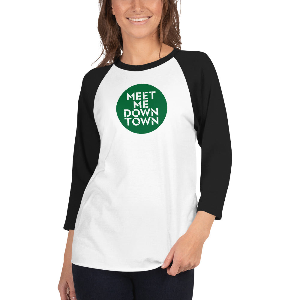 "Meet Me Downtown" Green Unisex 3/4 Sleeve Raglan Shirt