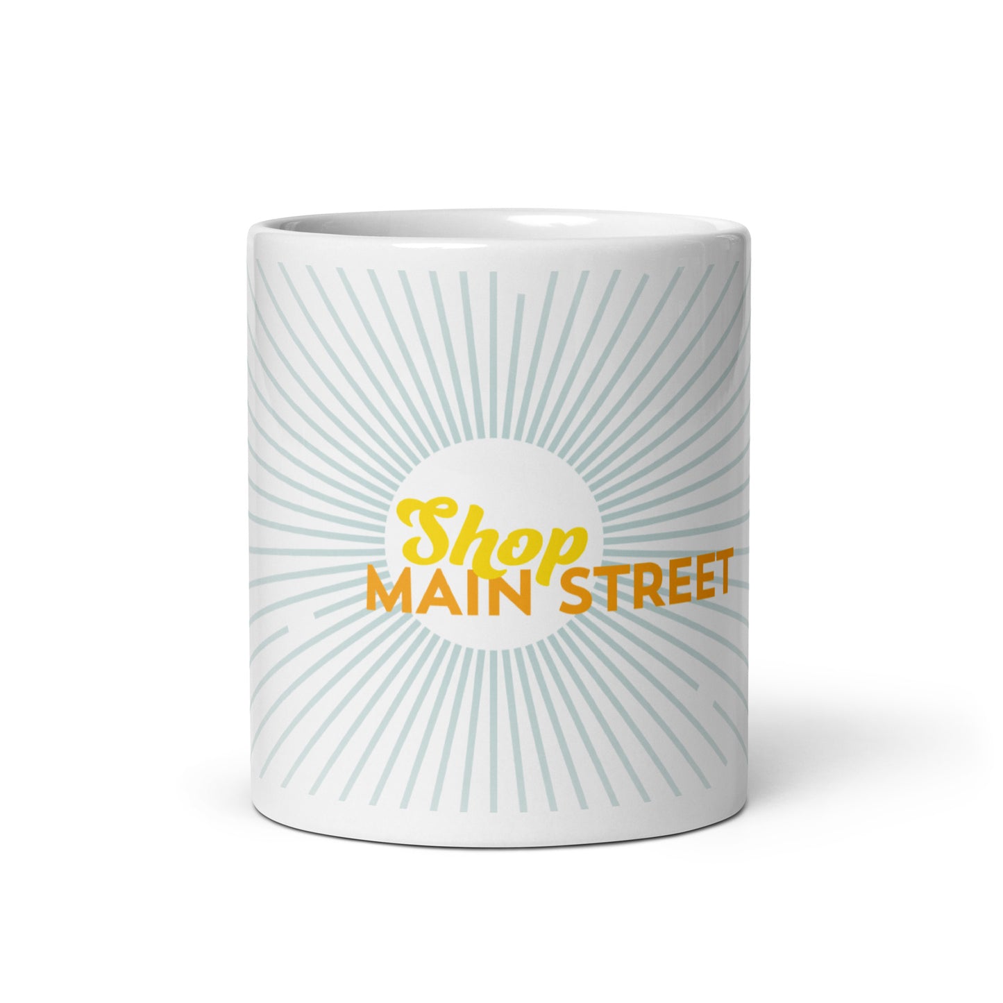 "Shop Main Street" White & Blue Glossy Mug