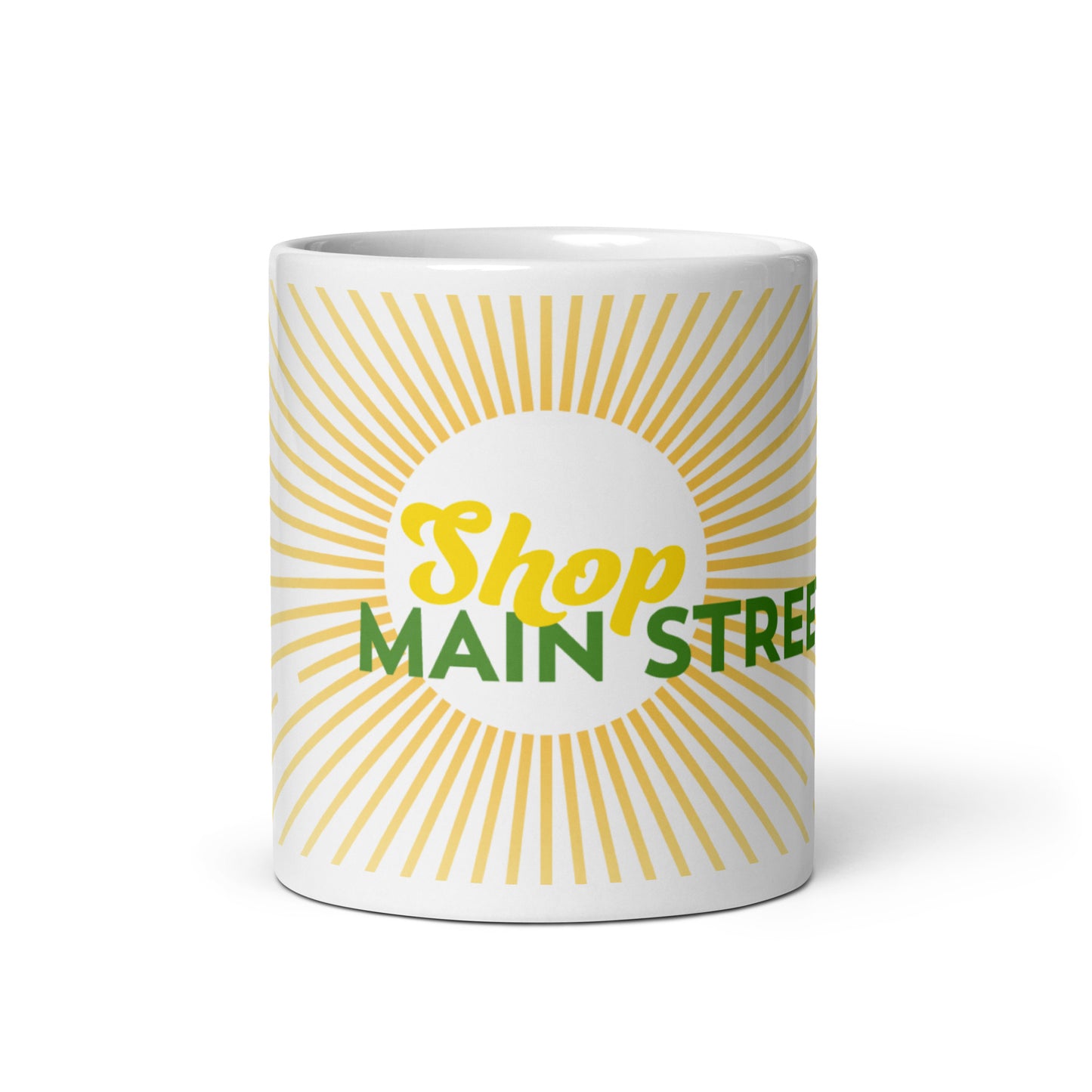 "Shop Main Street" White & Yellow Glossy Mug