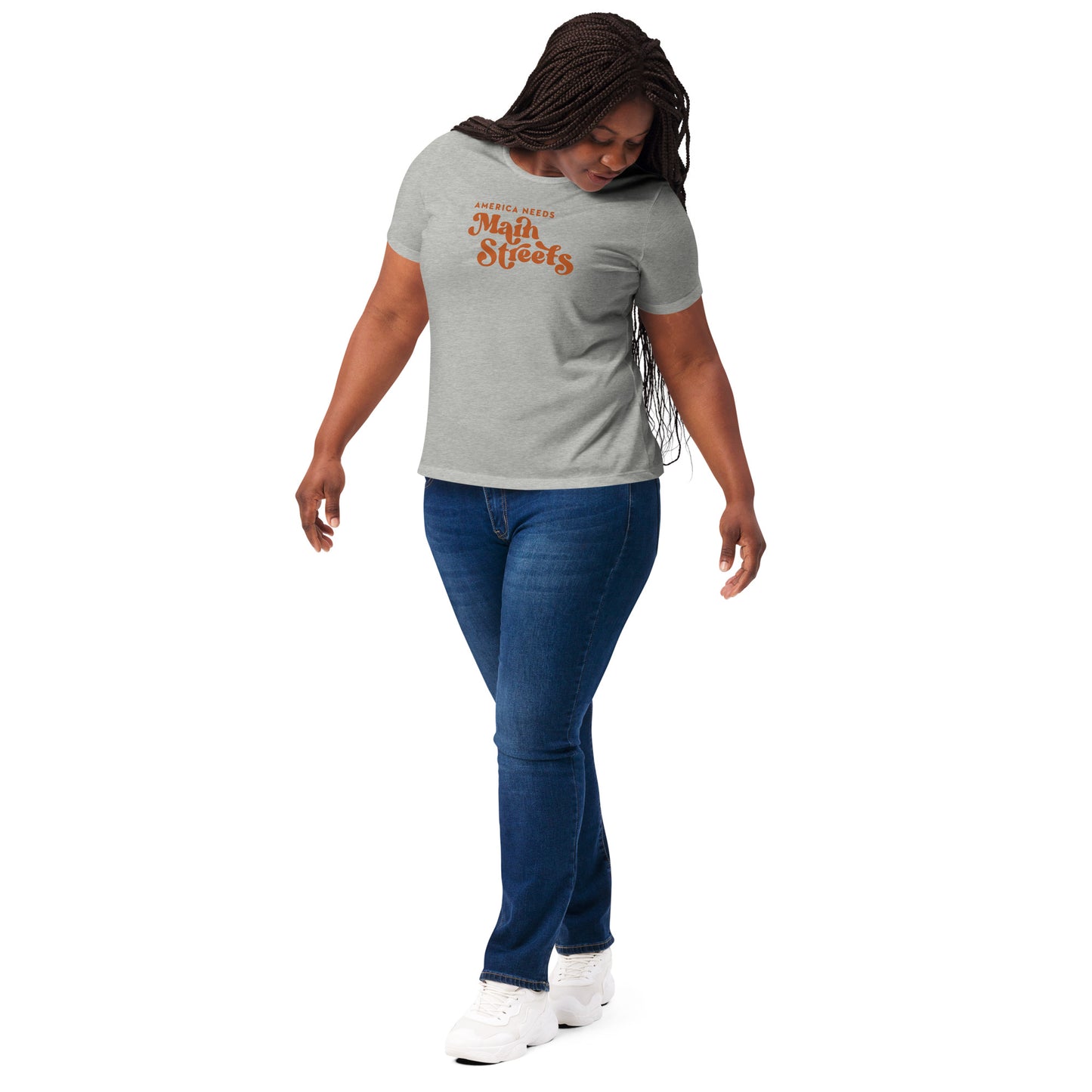 "America Needs Main Streets' White & Orange Women’s Relaxed Tri-Blend t-shirt