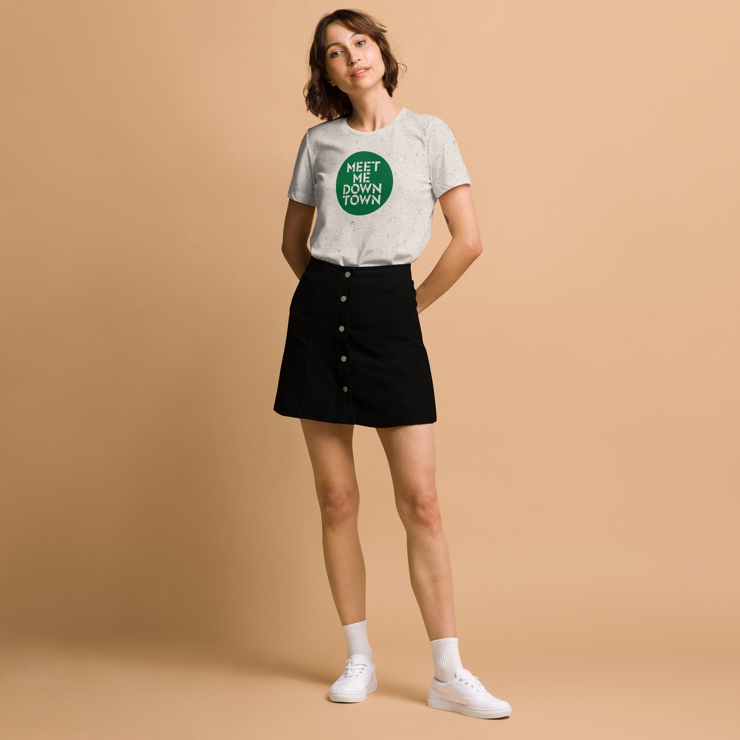 "Meet Me Downtown" Green Women’s Relaxed Tri-Blend T-shirt