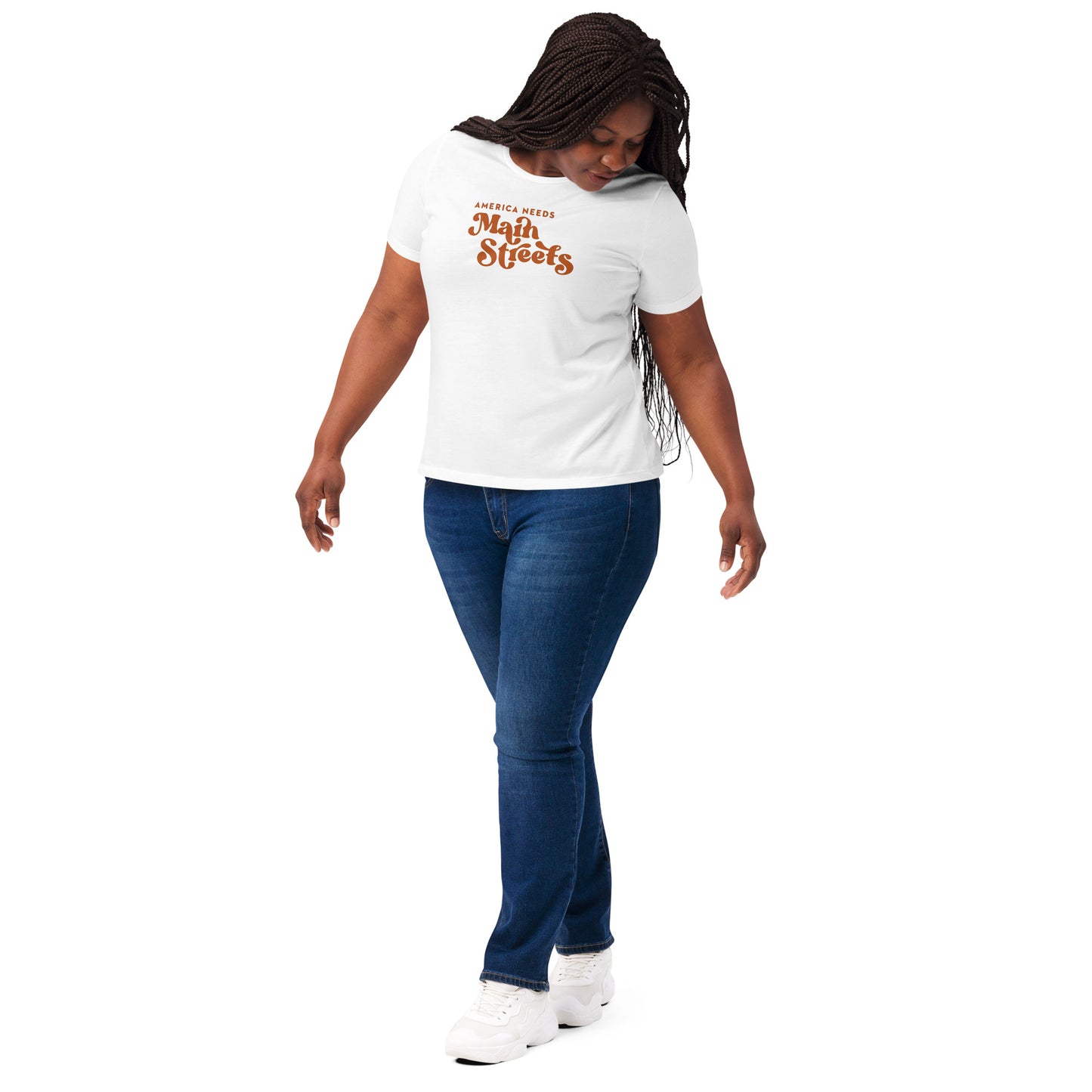 "America Needs Main Streets' White & Orange Women’s Relaxed Tri-Blend t-shirt