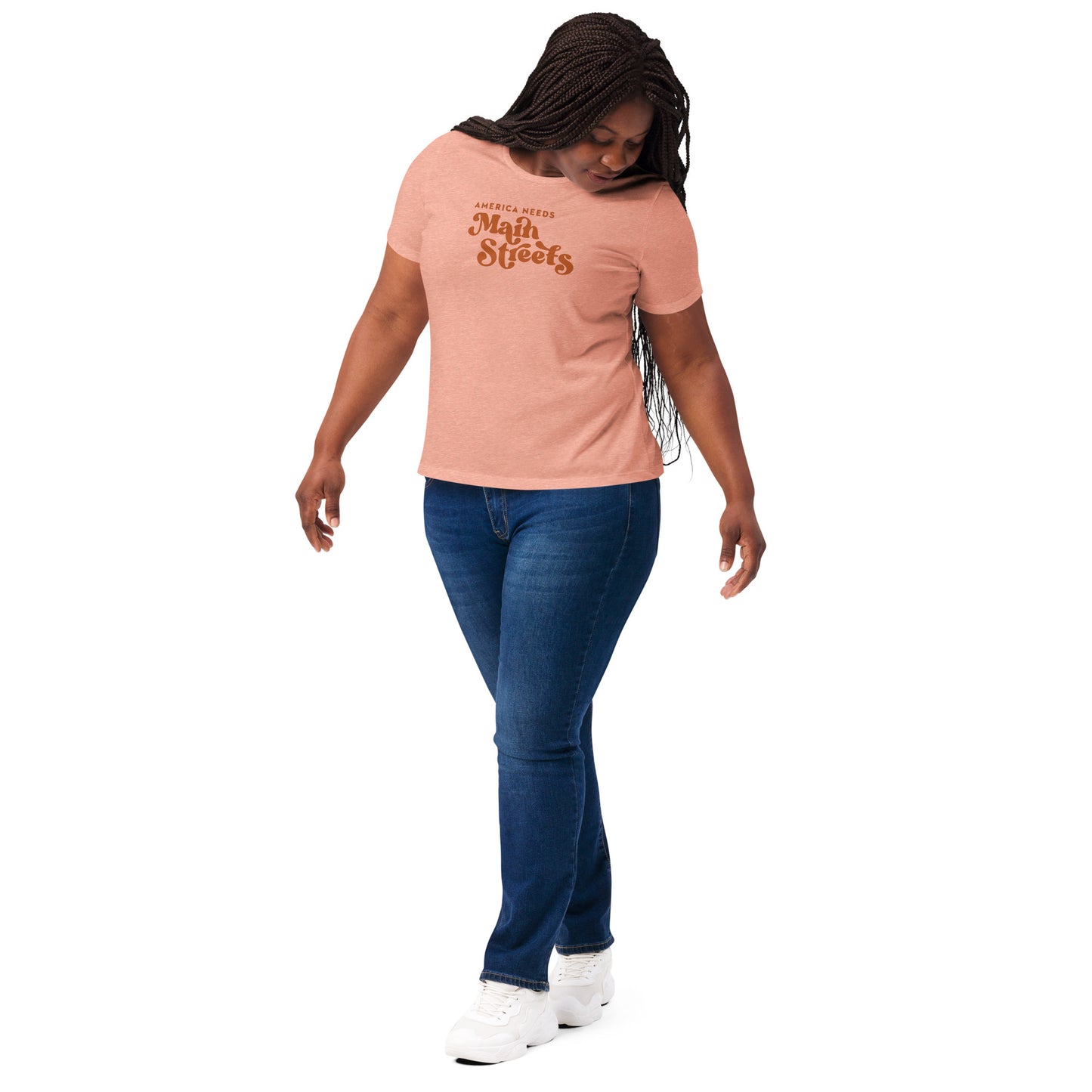 "America Needs Main Streets' White & Orange Women’s Relaxed Tri-Blend t-shirt