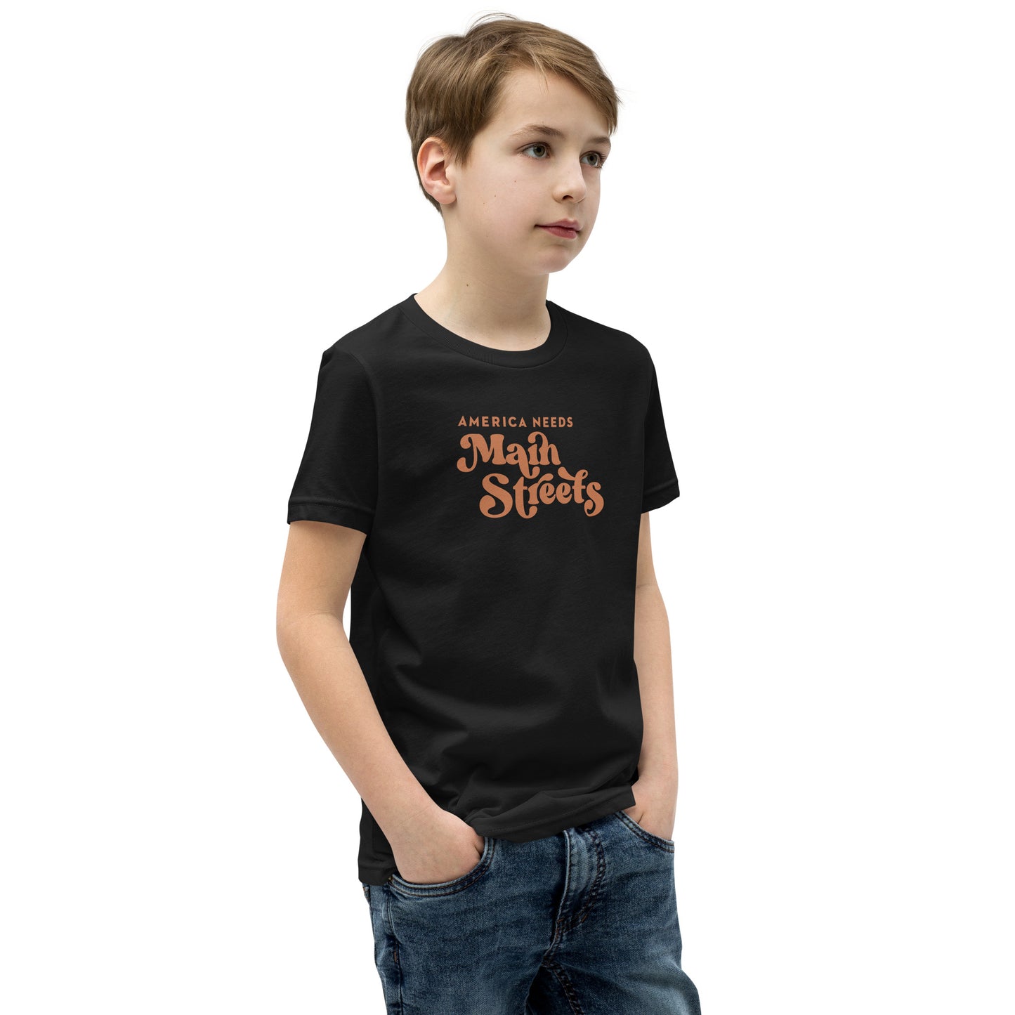 "America Needs Main Streets" Orange Youth Short Sleeve T-Shirt