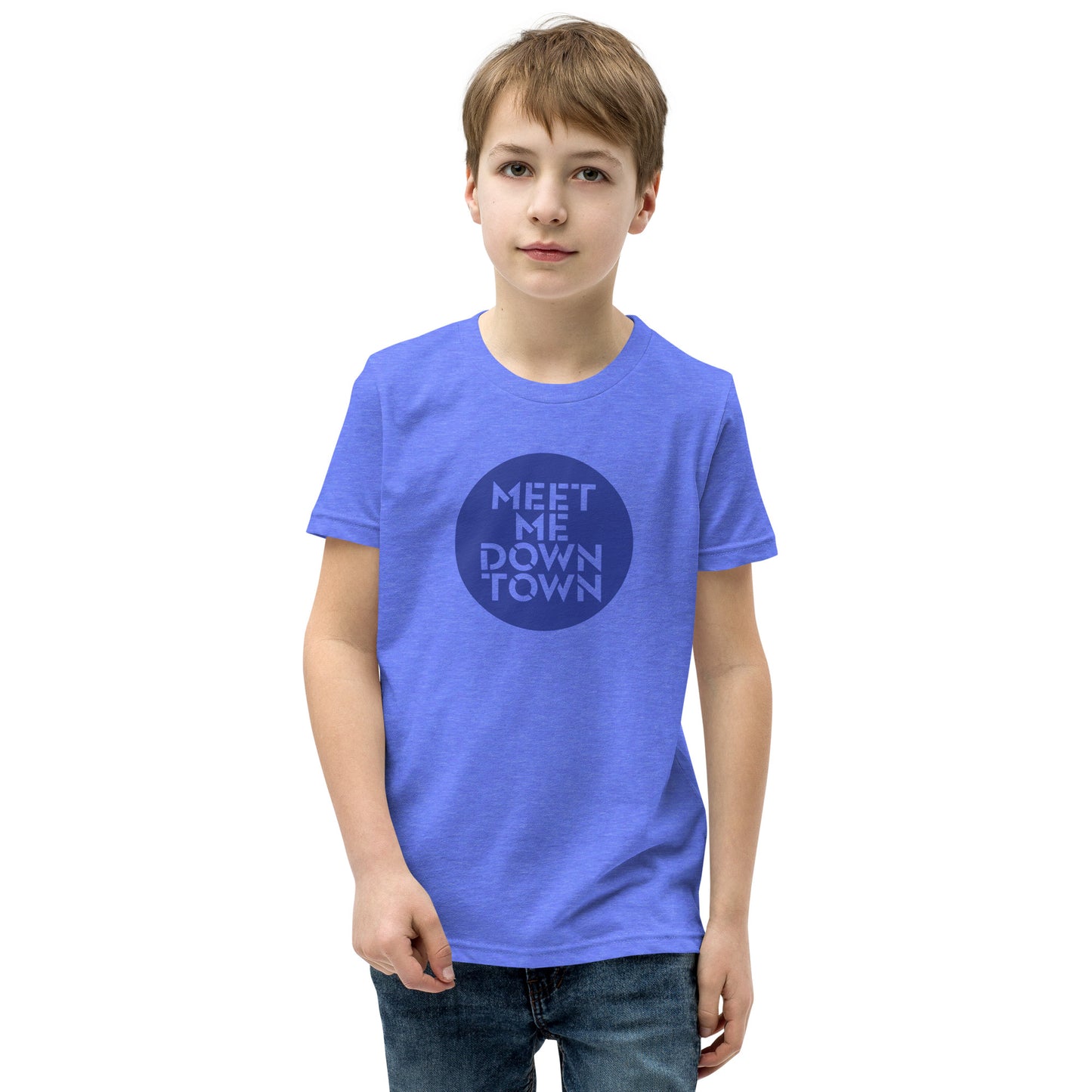 "Meet Me Downtown" Blue Youth Short Sleeve T-Shirt