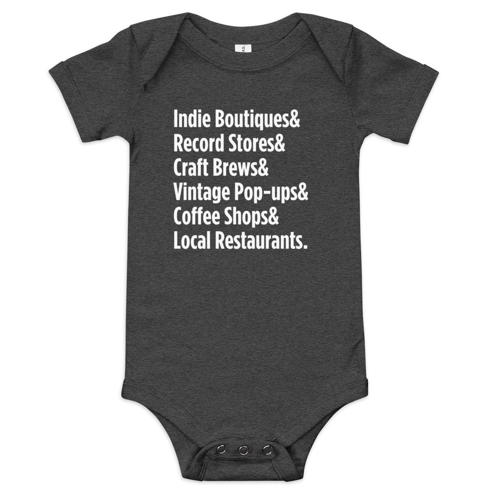 "Only on Main Street" (Small Businesses) Baby Short Sleeve Onesie