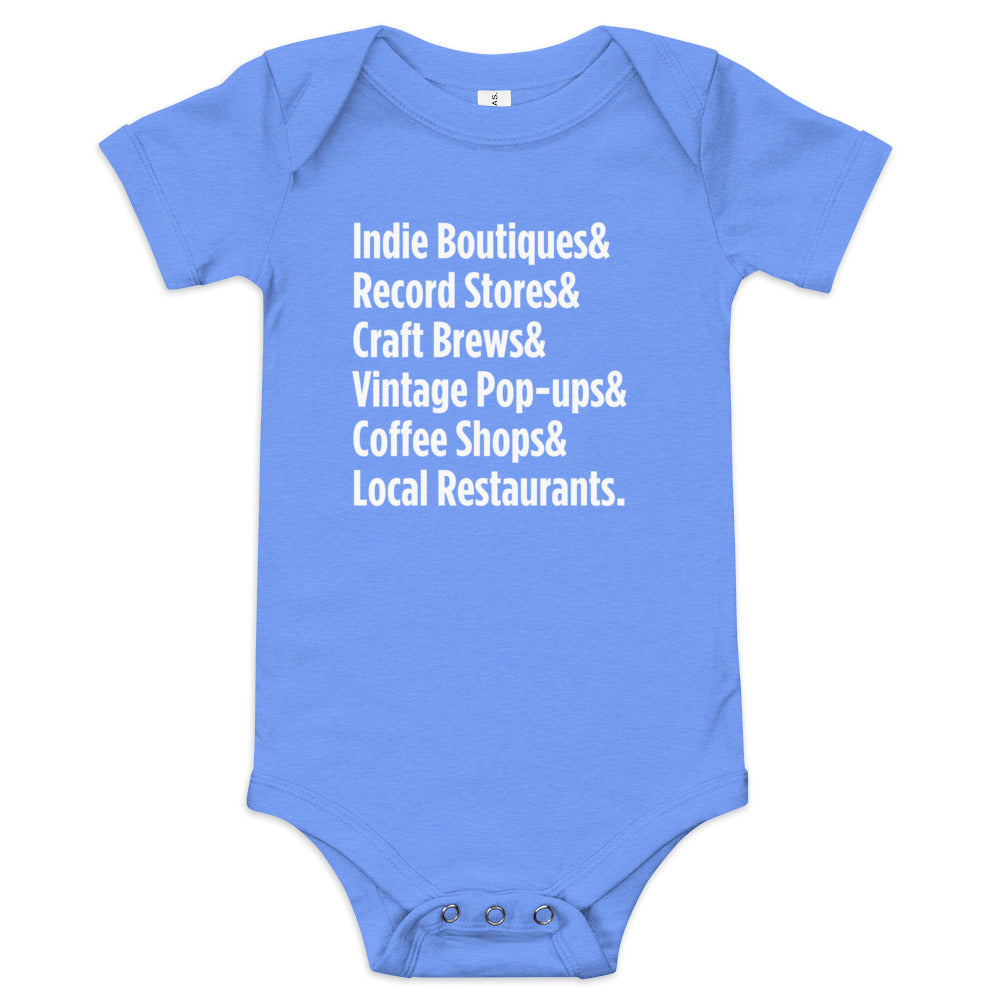 "Only on Main Street" (Small Businesses) Baby Short Sleeve Onesie