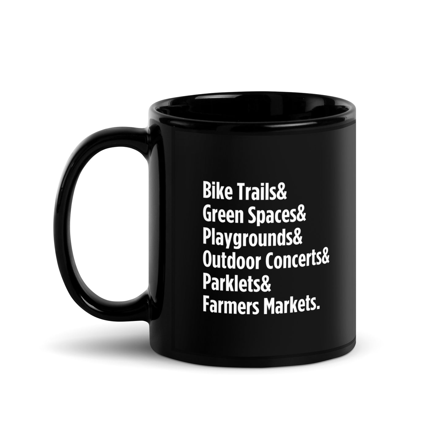 "Only on Main Street" (Greenspaces) Black Glossy Mug