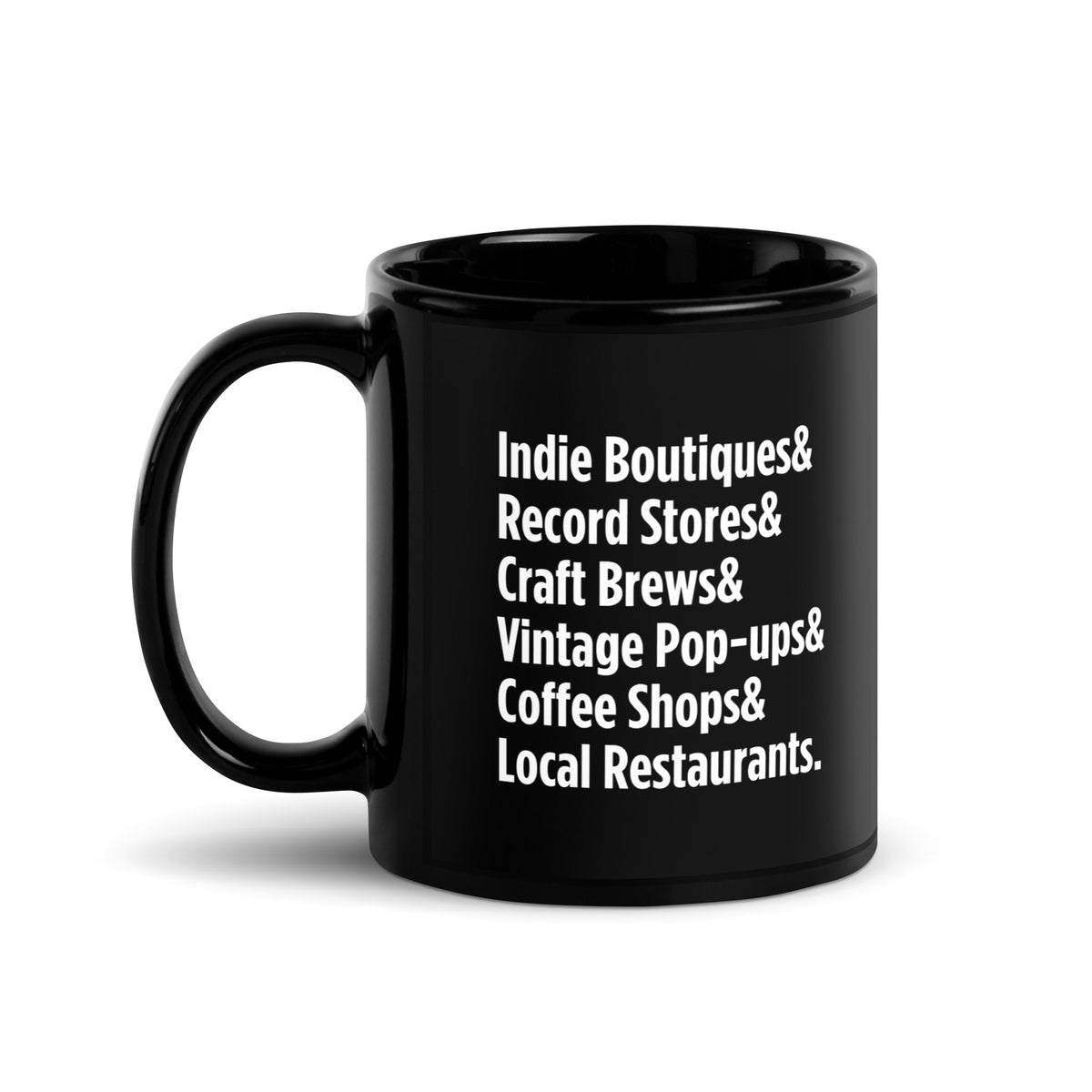 "Only on Main Street" (Small Businesses) Black Glossy Mug
