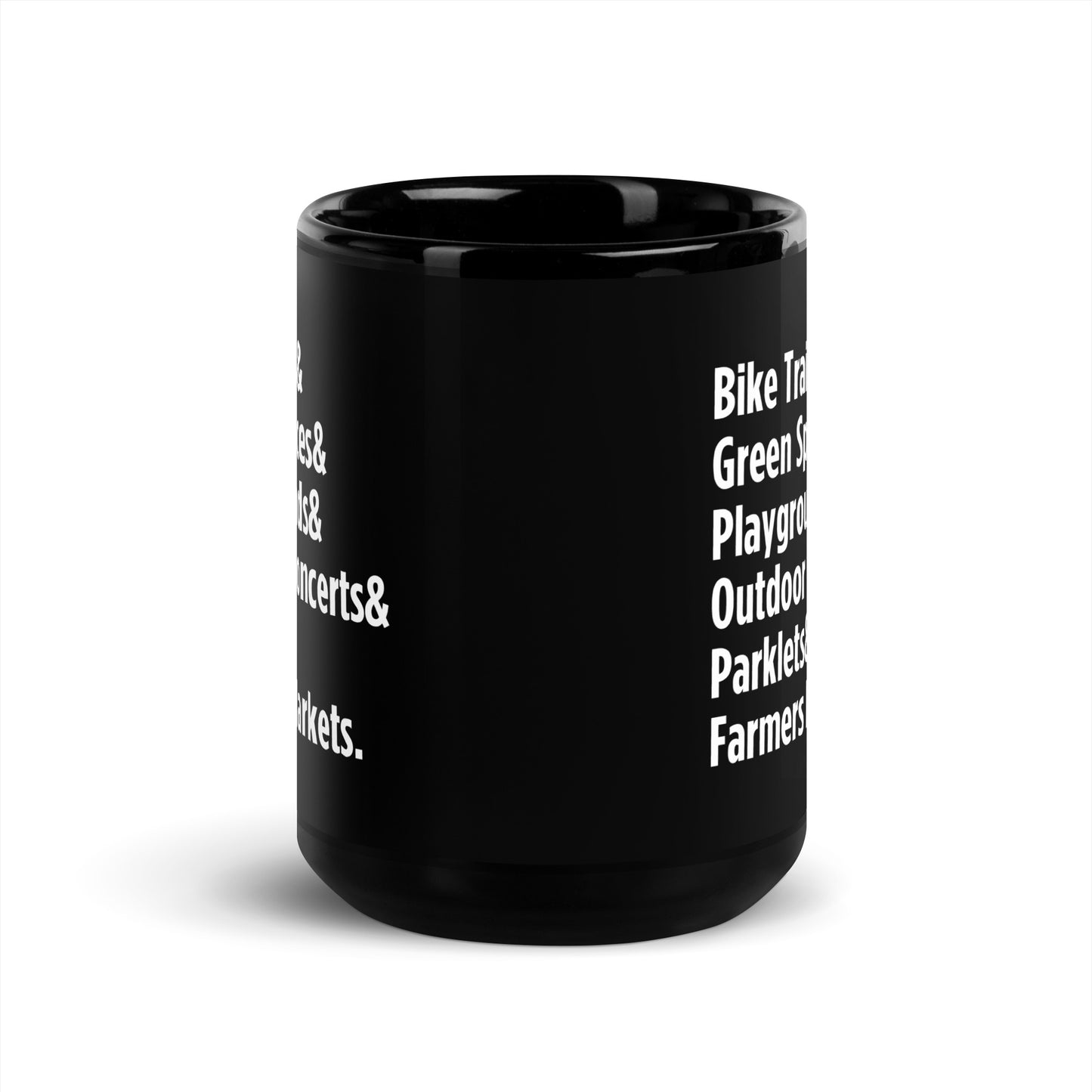 "Only on Main Street" (Greenspaces) Black Glossy Mug