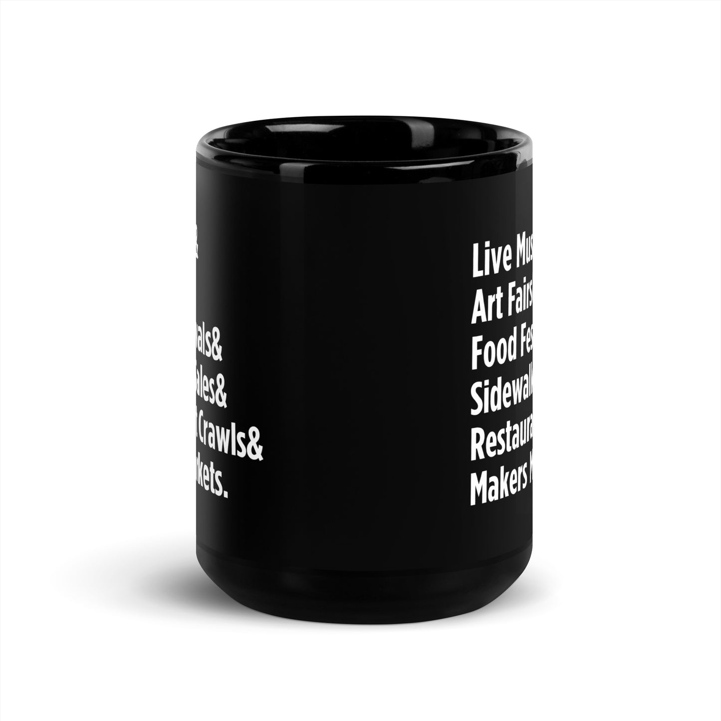 "Only on Main Street" (Events) Black Glossy Mug