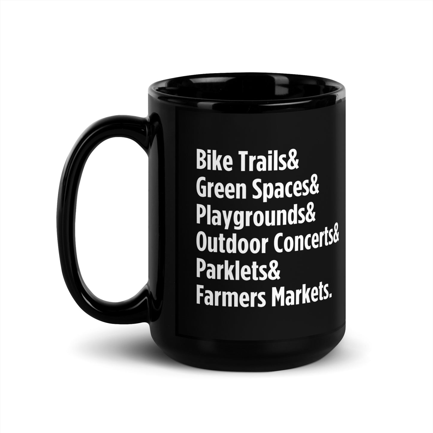 "Only on Main Street" (Greenspaces) Black Glossy Mug