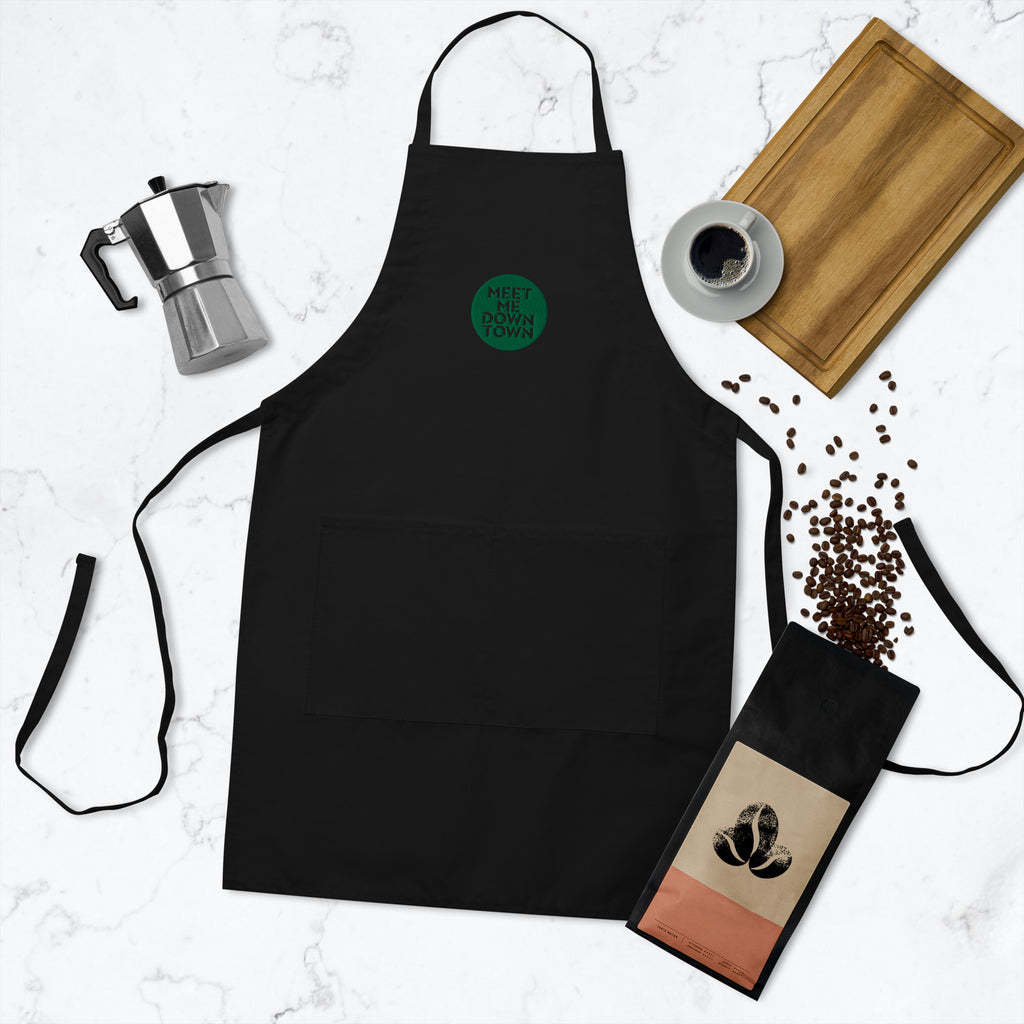 "Meet Me Downtown" (Green) Embroidered Apron
