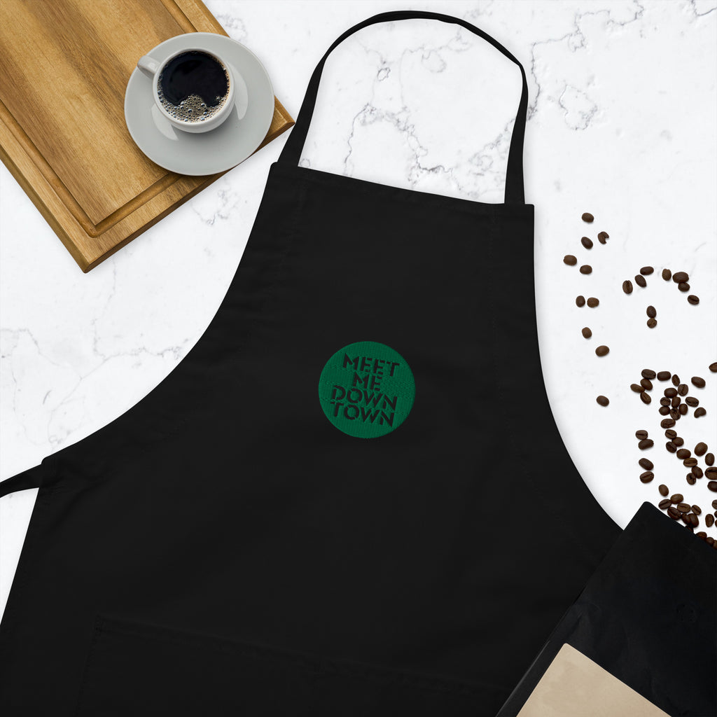 "Meet Me Downtown" (Green) Embroidered Apron