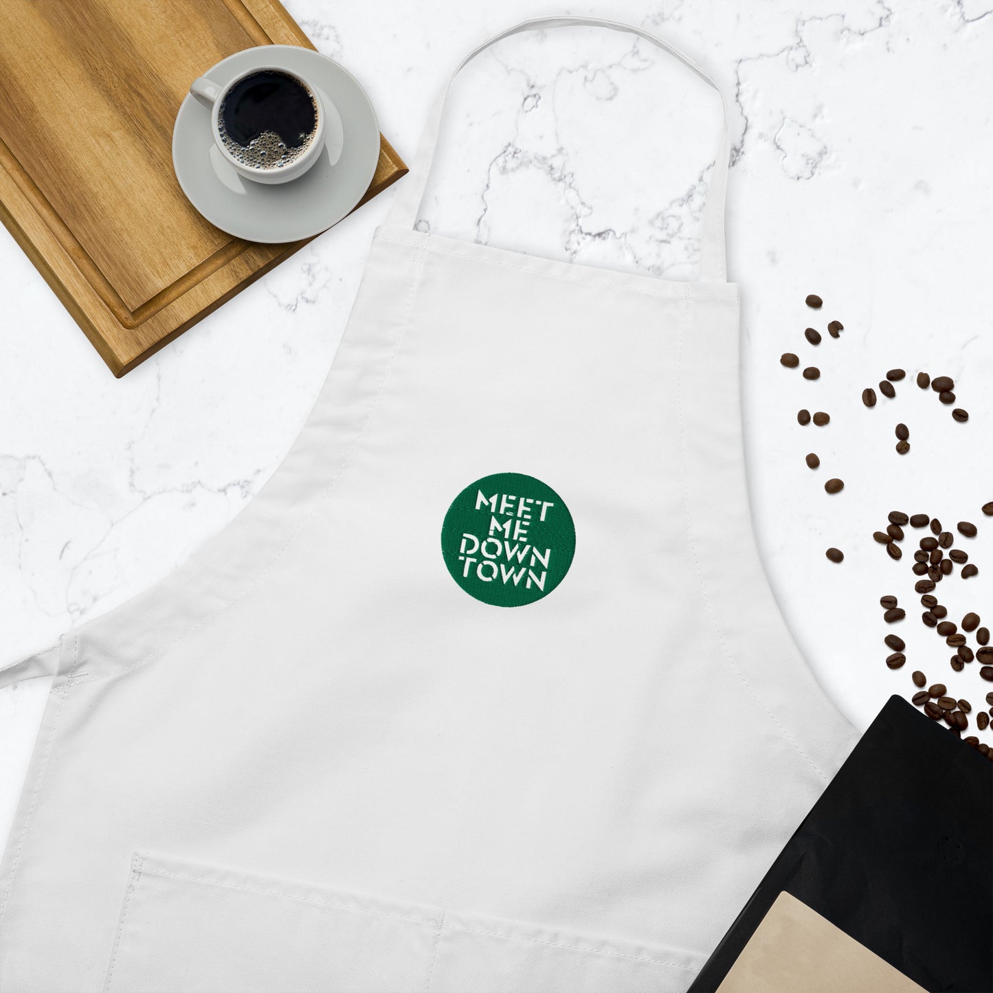 "Meet Me Downtown" (Green) Embroidered Apron