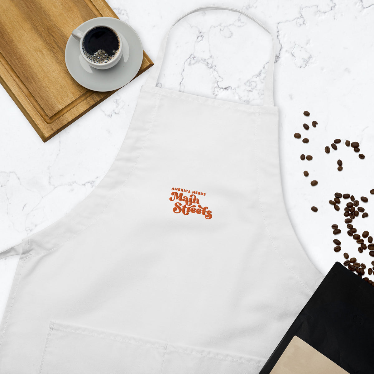 "America Needs Main Streets" (Orange) Embroidered Apron