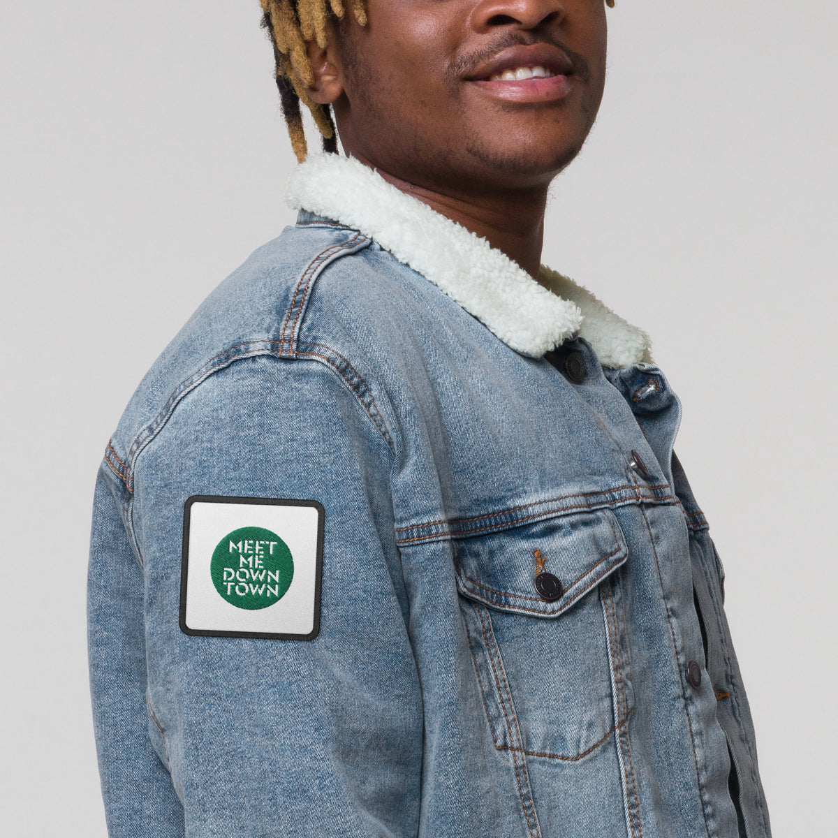 "Meet Me Downtown" (Green) Embroidered Patches