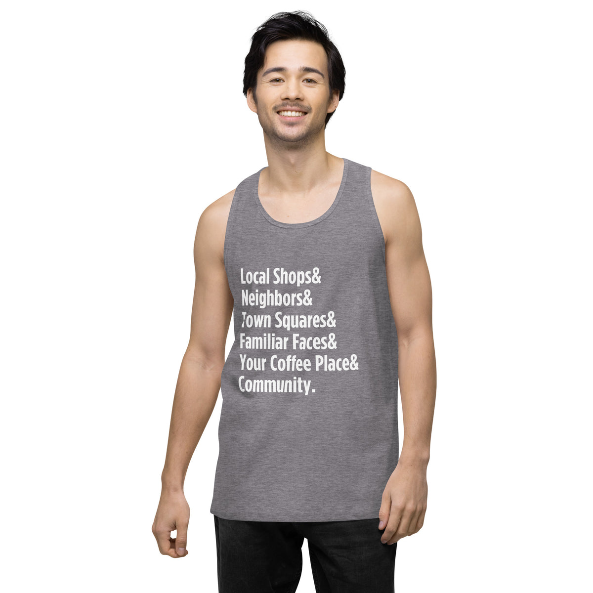 "Only on Main Street" (Community) Men’s Premium Tank Top