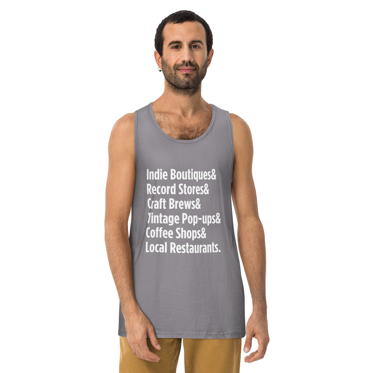 "Only on Main Street" (Local Businesses) Men’s Premium Tank Top