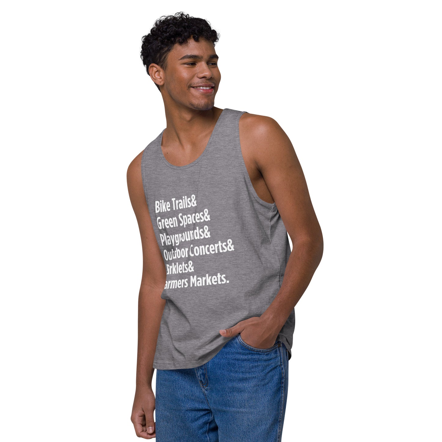 "Only on Main Street" (Greenspaces) Men’s Premium Tank Top