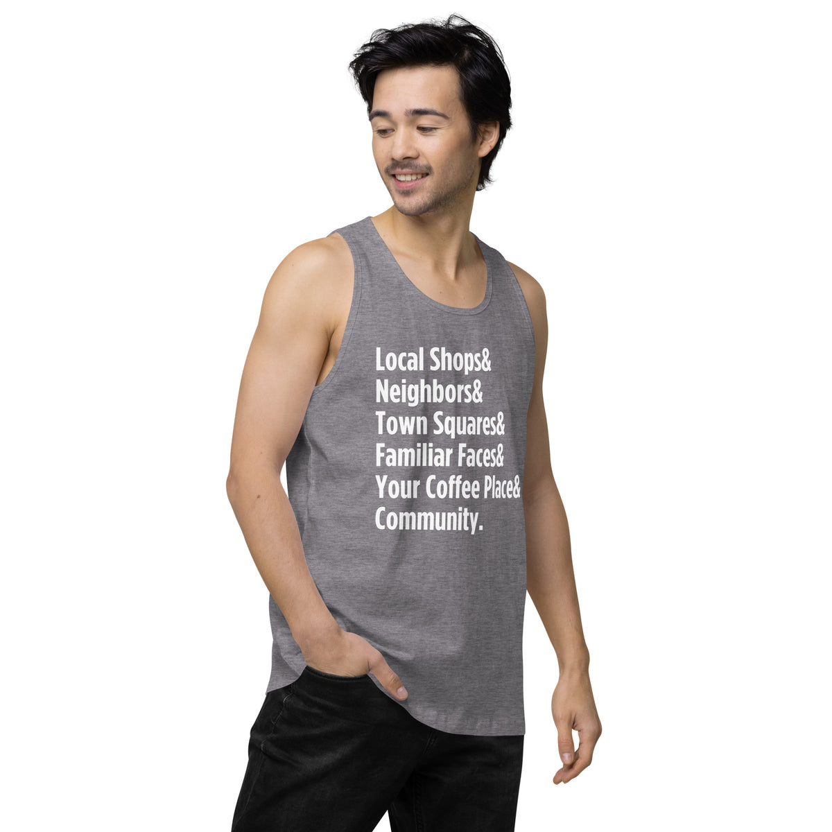 "Only on Main Street" (Community) Men’s Premium Tank Top