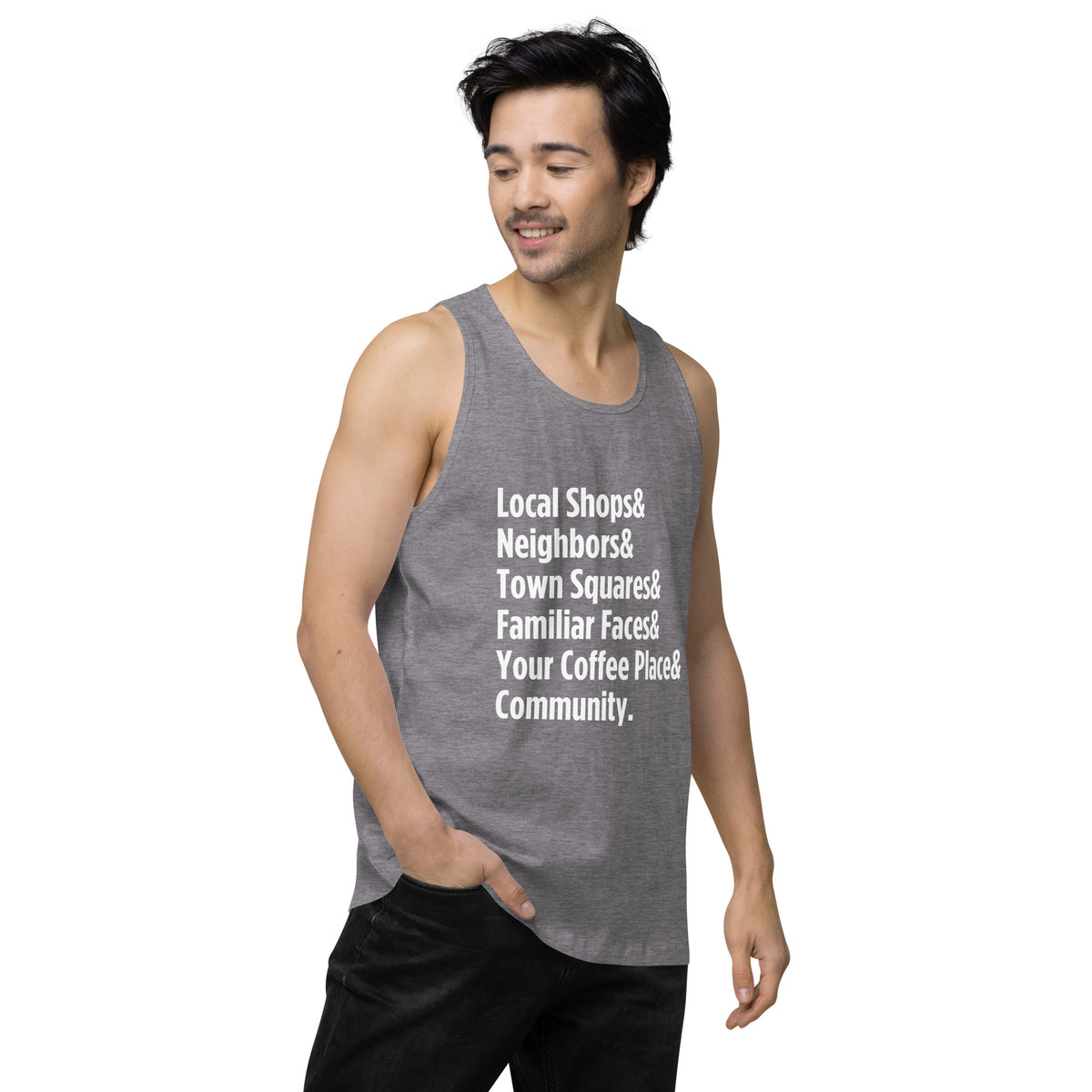 "Only on Main Street" (Community) Men’s Premium Tank Top