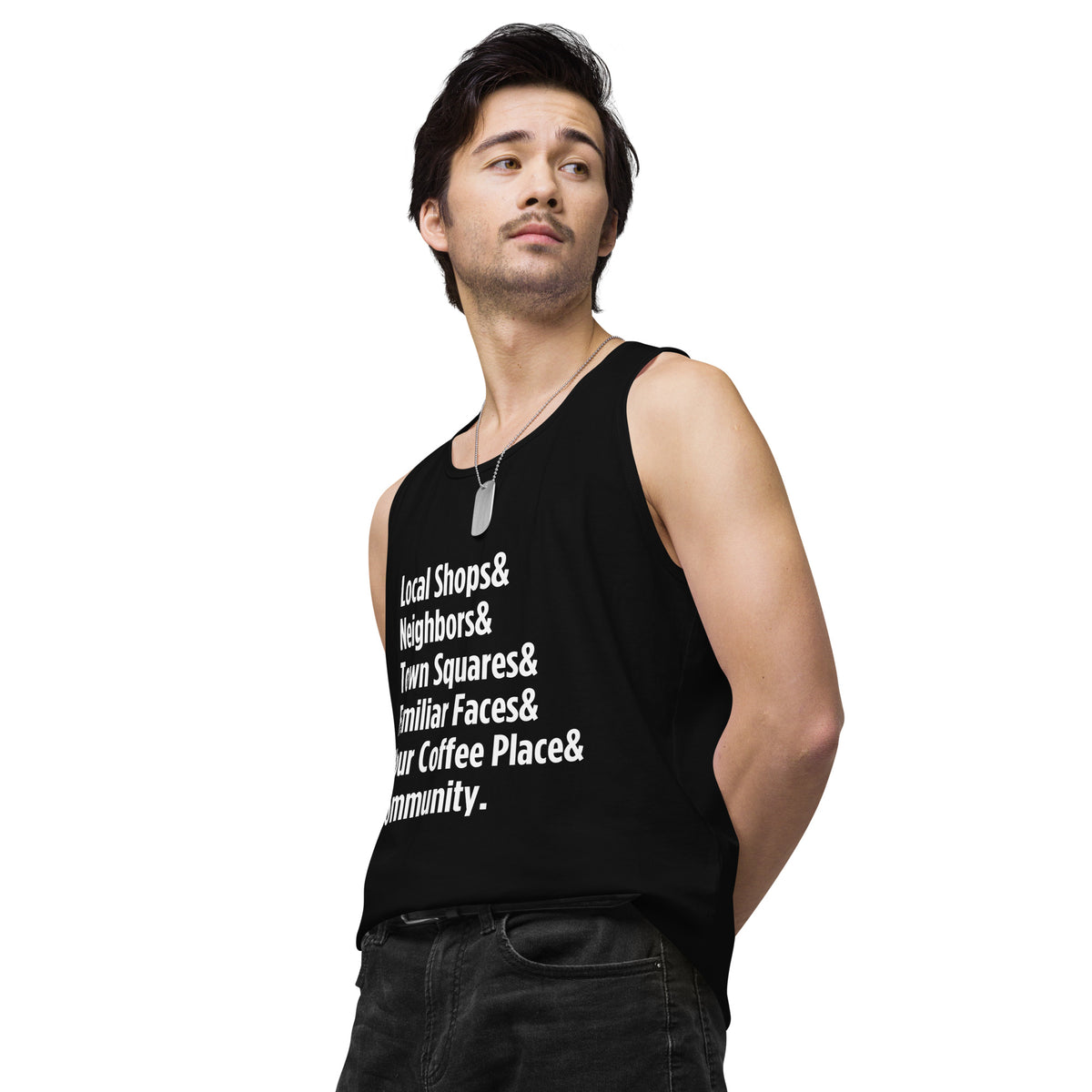 "Only on Main Street" (Community) Men’s Premium Tank Top