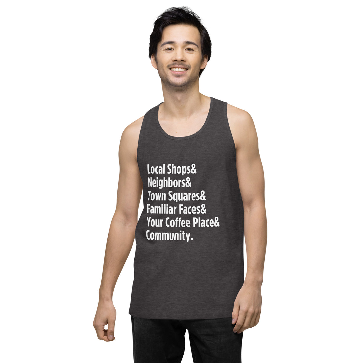 "Only on Main Street" (Community) Men’s Premium Tank Top