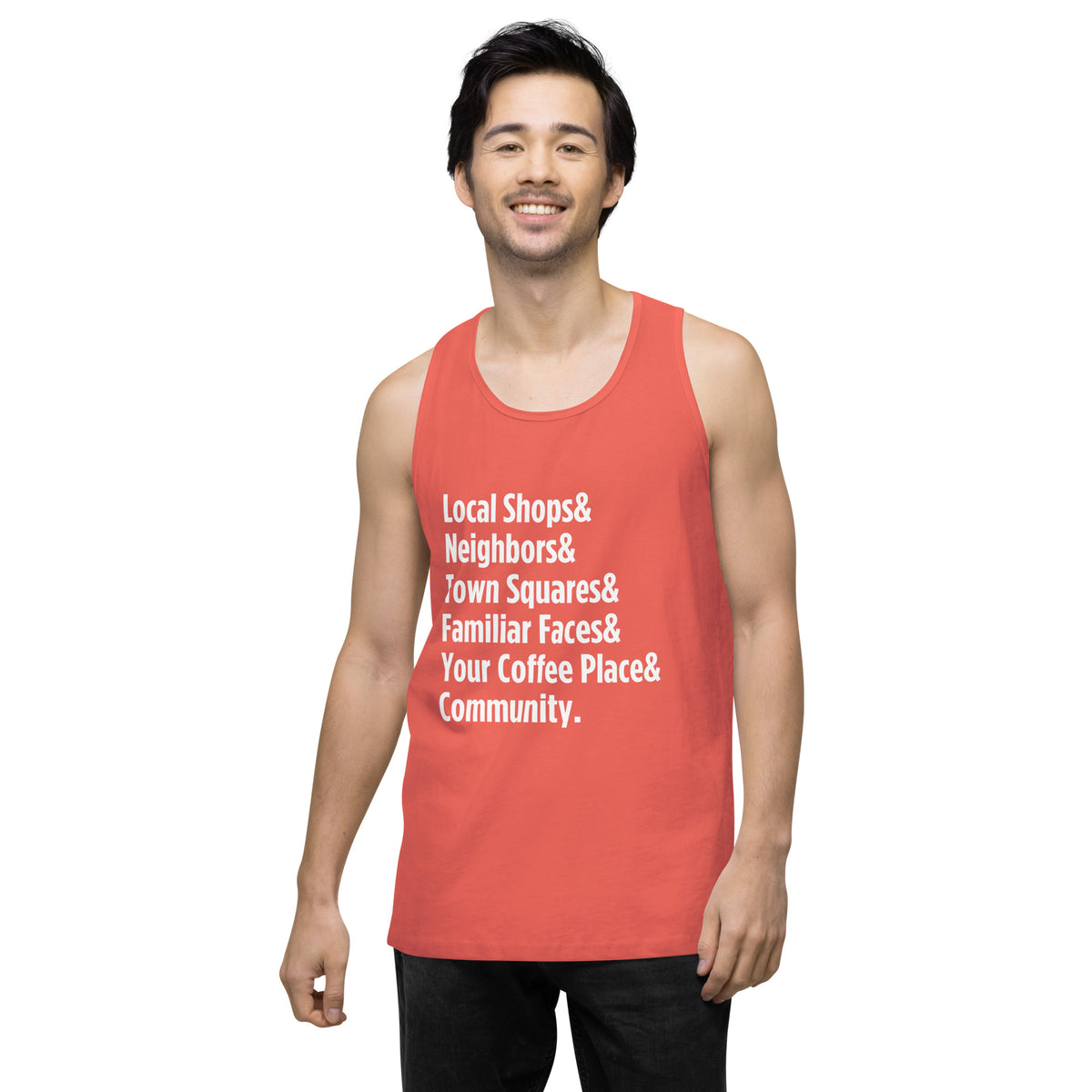 "Only on Main Street" (Community) Men’s Premium Tank Top