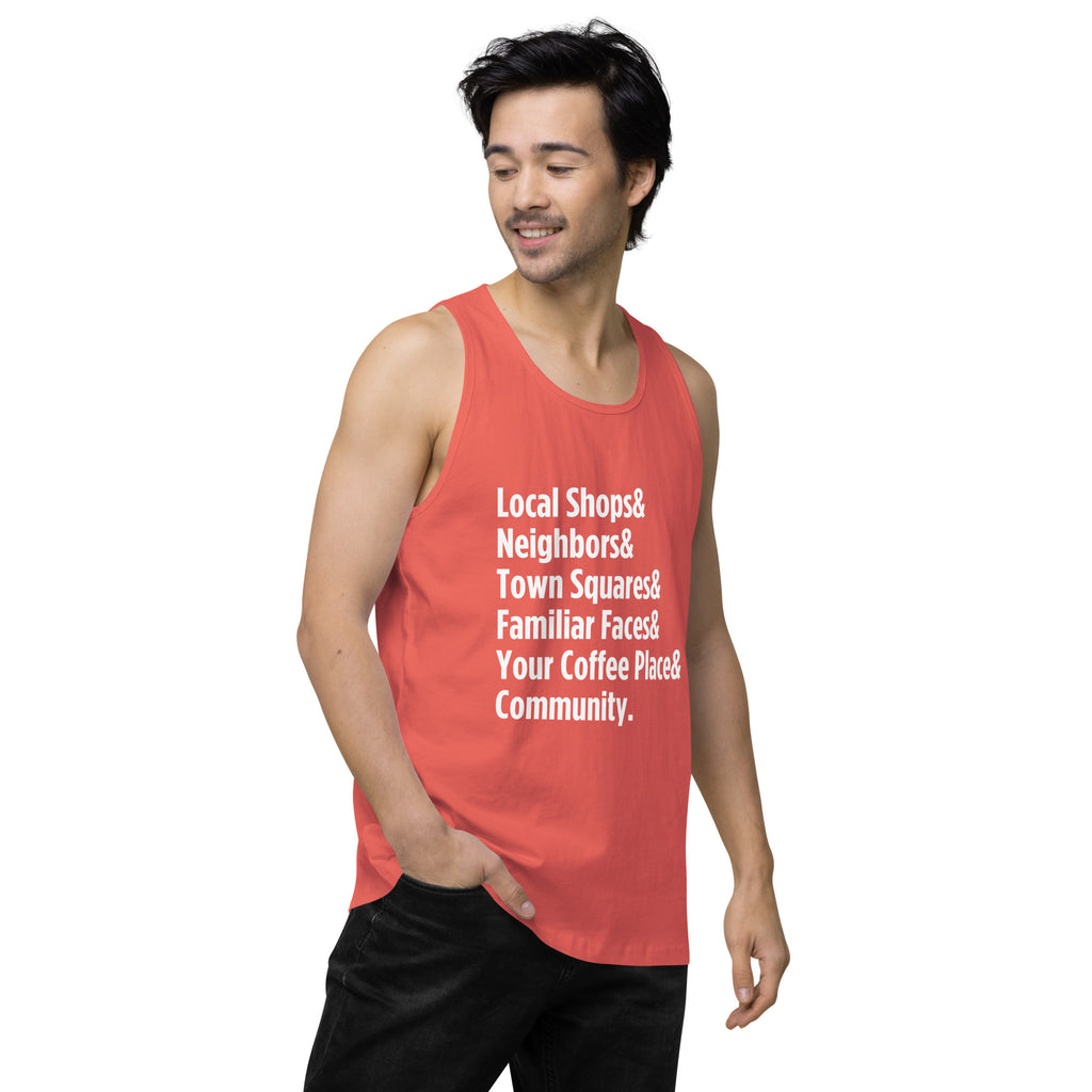 "Only on Main Street" (Community) Men’s Premium Tank Top