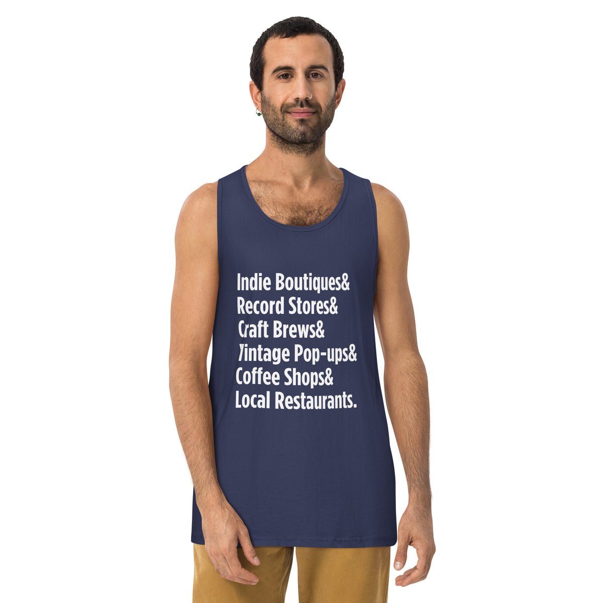 "Only on Main Street" (Local Businesses) Men’s Premium Tank Top