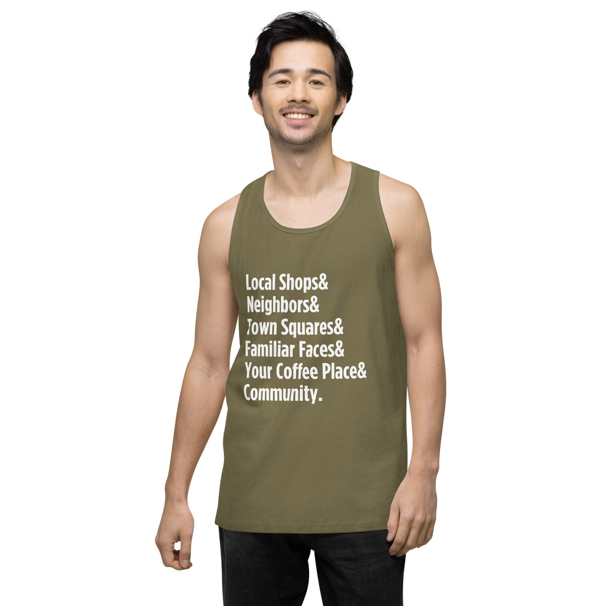 "Only on Main Street" (Community) Men’s Premium Tank Top