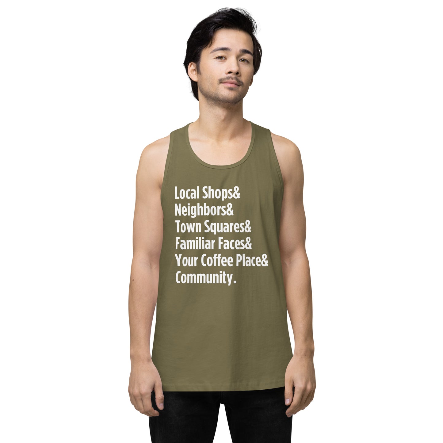 "Only on Main Street" (Community) Men’s Premium Tank Top