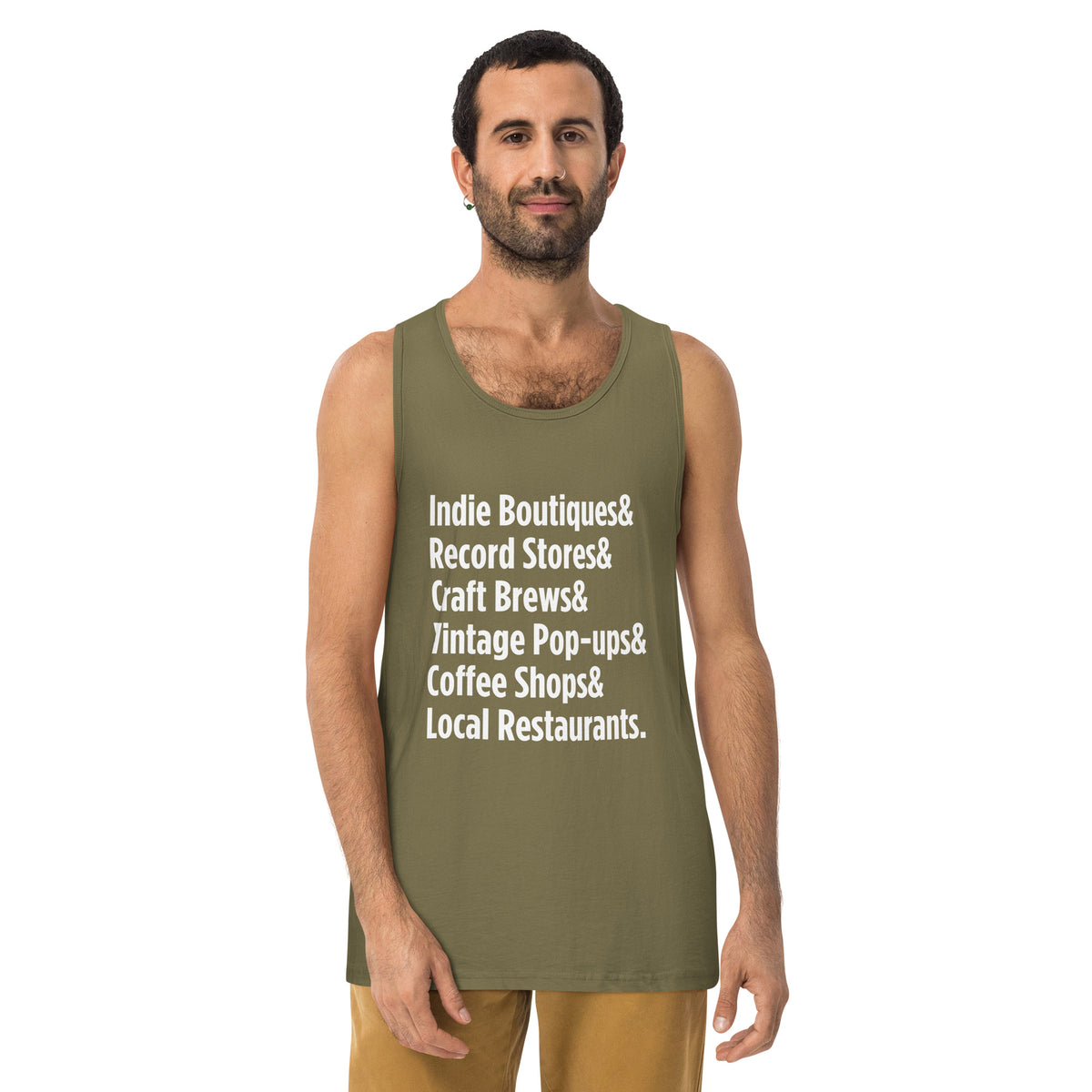 "Only on Main Street" (Local Businesses) Men’s Premium Tank Top