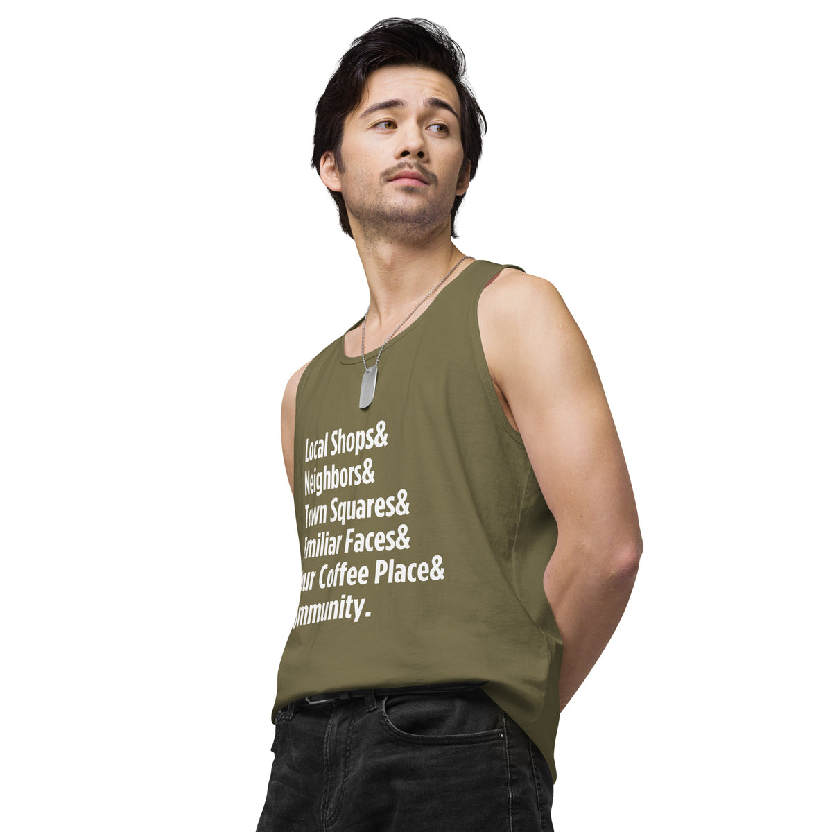 "Only on Main Street" (Community) Men’s Premium Tank Top