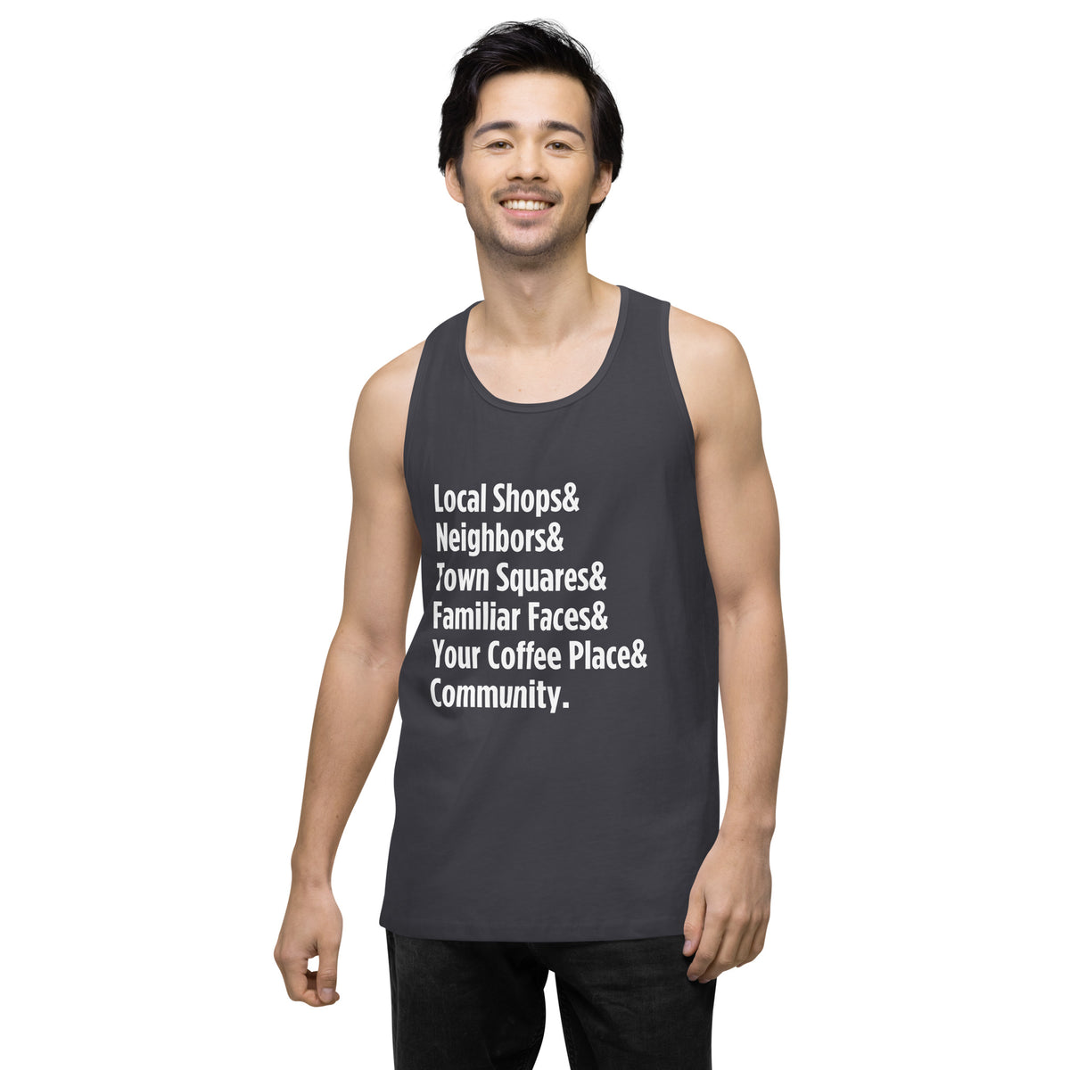 "Only on Main Street" (Community) Men’s Premium Tank Top