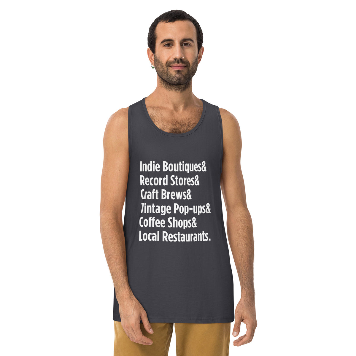 "Only on Main Street" (Local Businesses) Men’s Premium Tank Top
