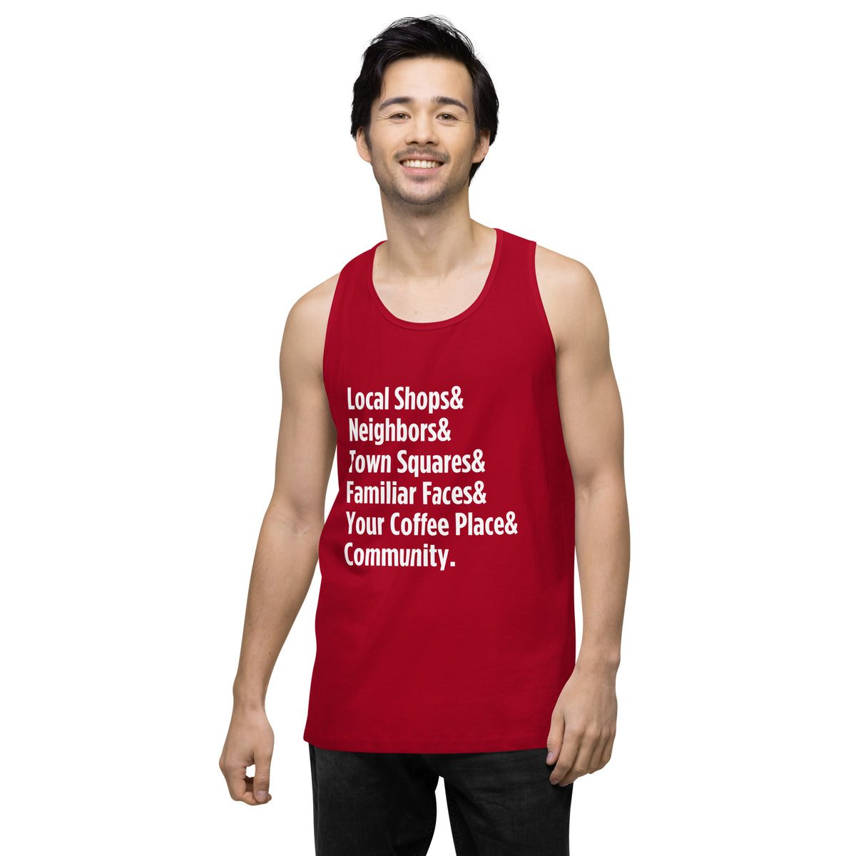 "Only on Main Street" (Community) Men’s Premium Tank Top