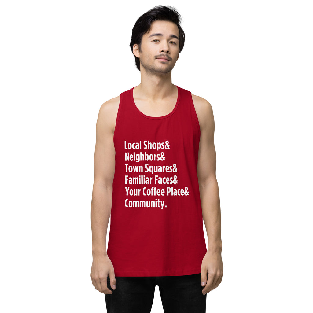 "Only on Main Street" (Community) Men’s Premium Tank Top