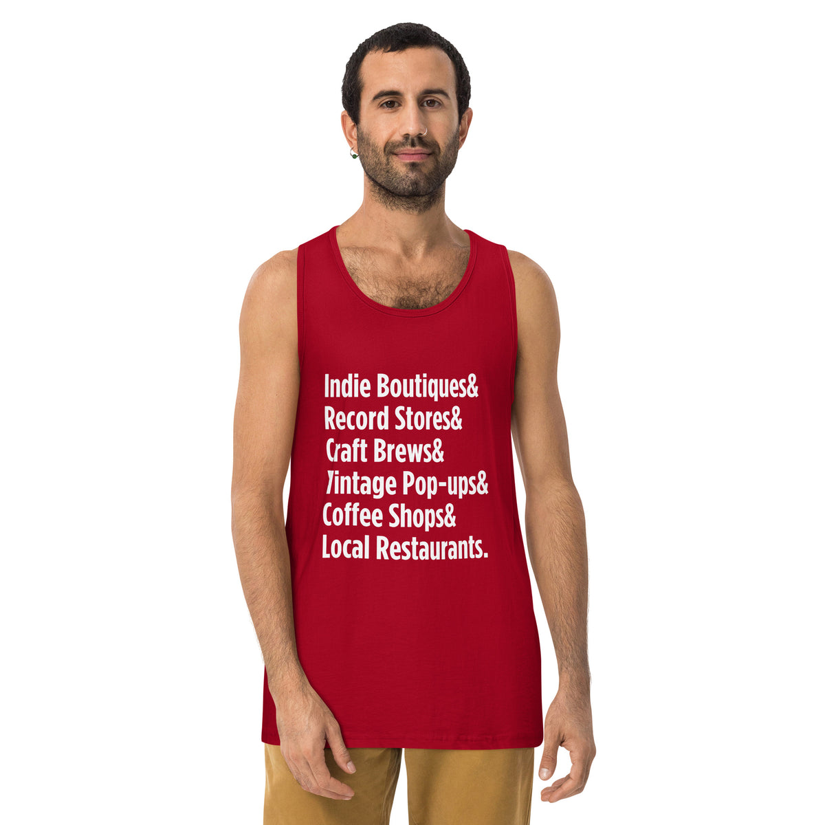 "Only on Main Street" (Local Businesses) Men’s Premium Tank Top