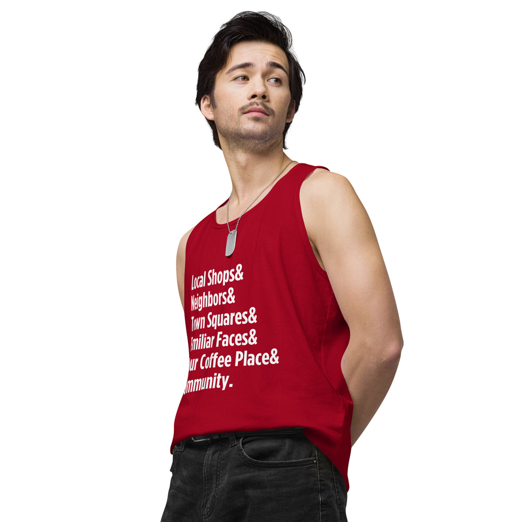 "Only on Main Street" (Community) Men’s Premium Tank Top