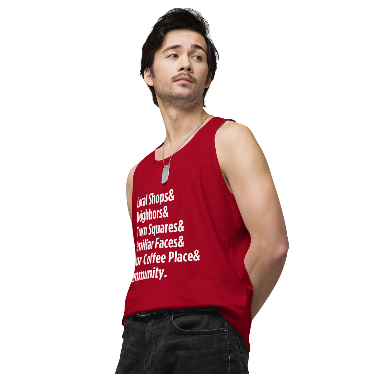 "Only on Main Street" (Community) Men’s Premium Tank Top