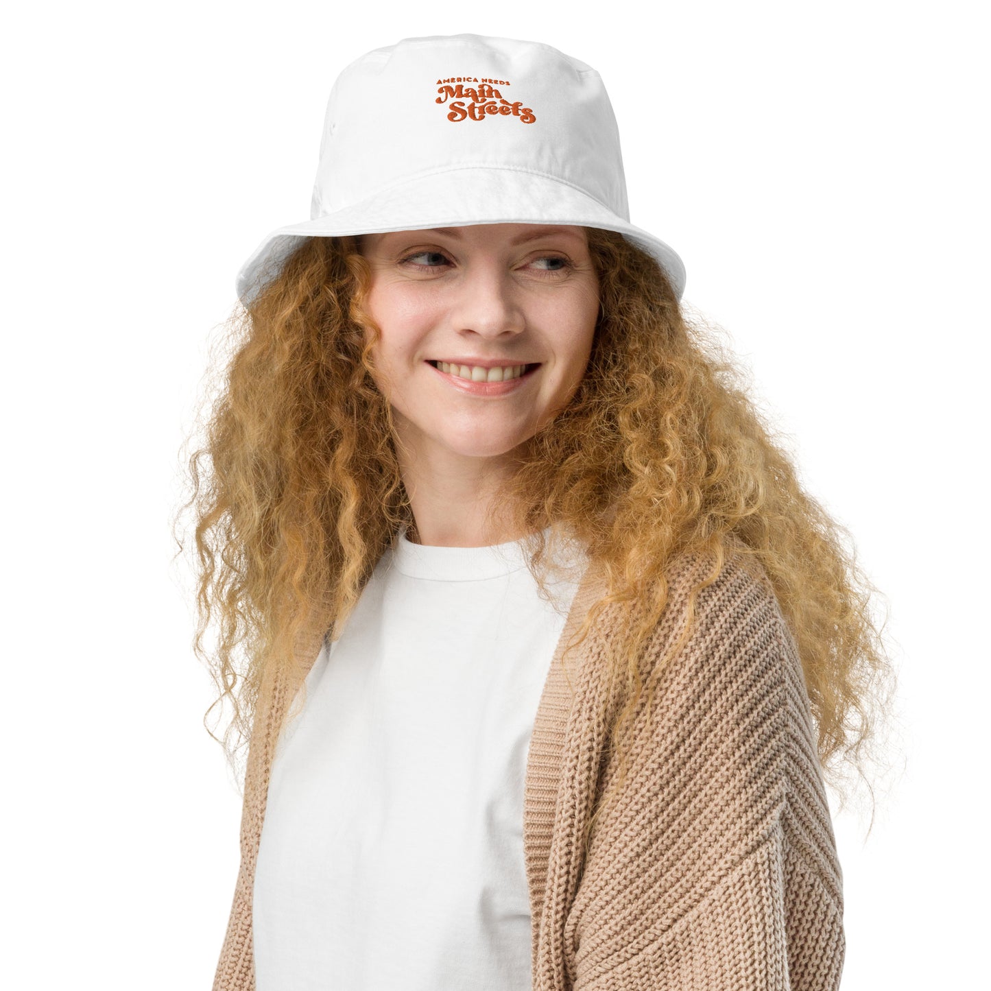"America Needs Main Streets" (Orange) Organic Bucket Hat