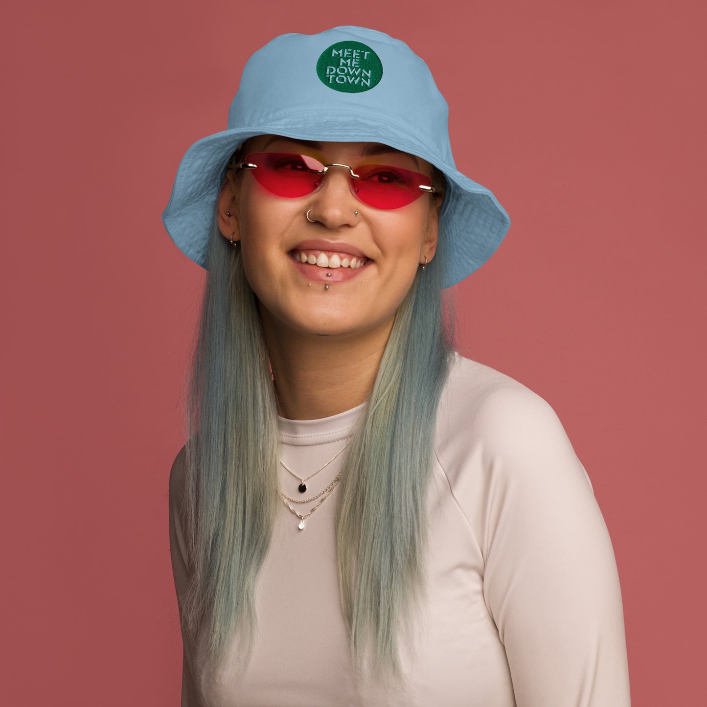 "Meet Me Downtown" (Green) Organic Bucket Hat