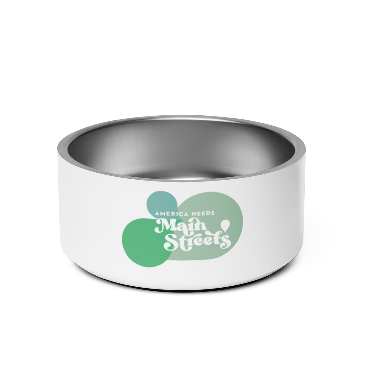 "America Needs Main Streets" (Green Bubbles) Pet Bowl