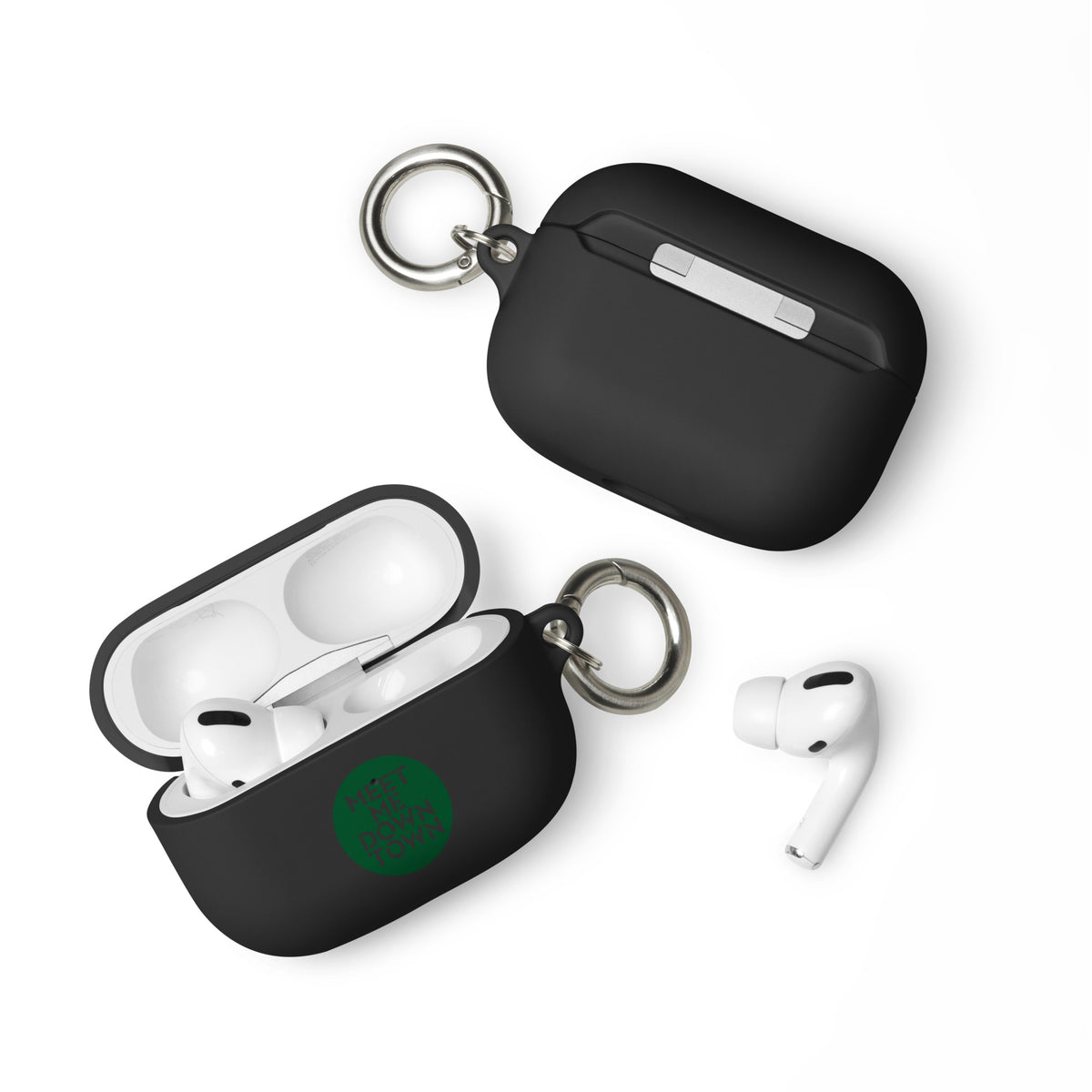 "Meet Me Downtown" (Green) Rubber Case for AirPods®