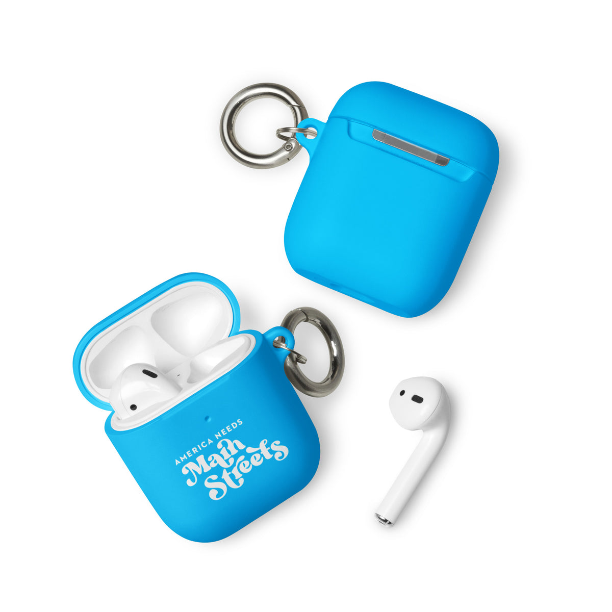 "America Needs Main Streets" (White) Rubber Case for AirPods®