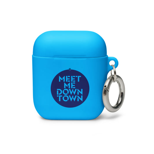 "Meet Me Downtown" (Blue) Rubber Case for AirPods®